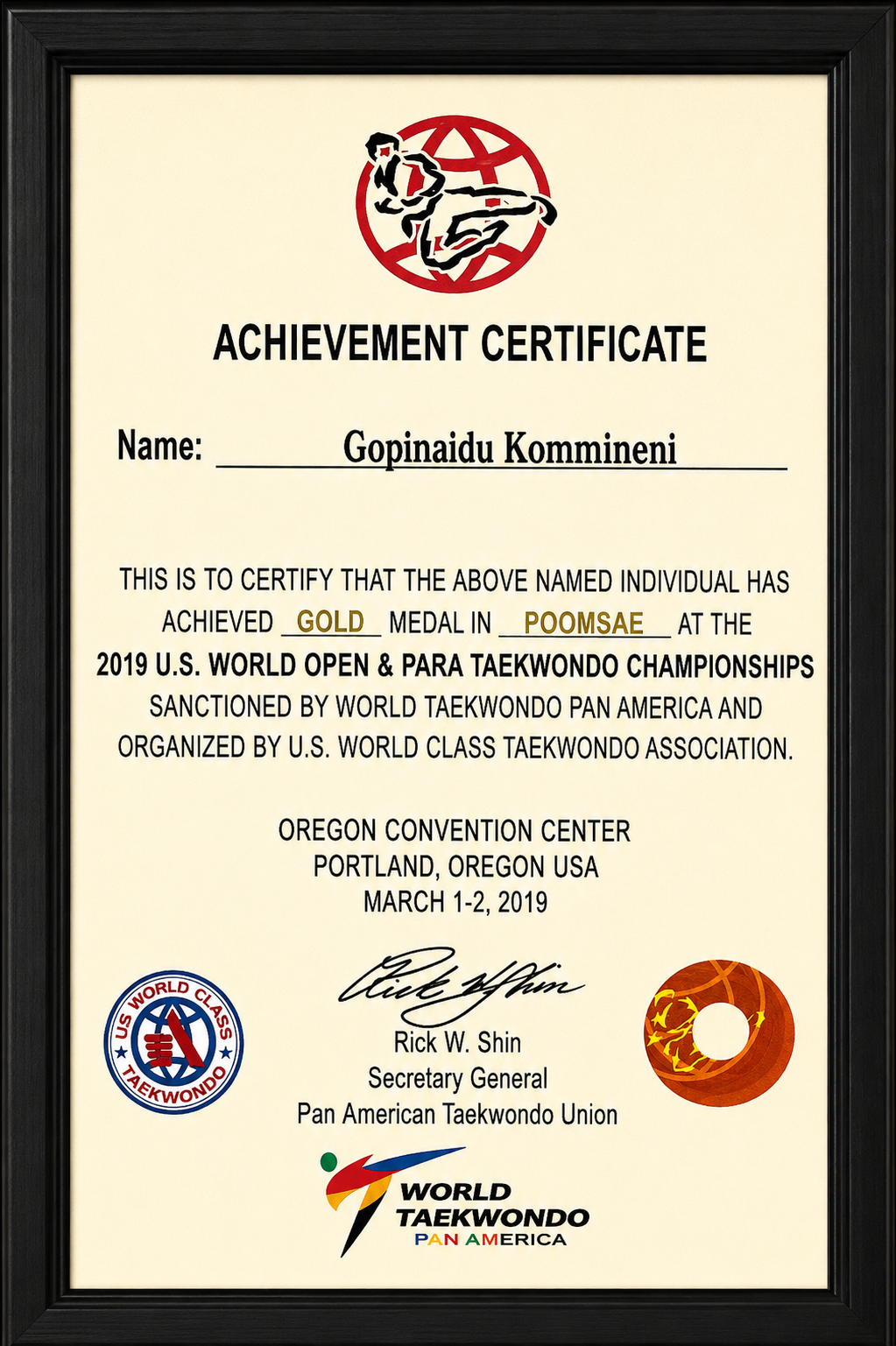 Master Gopi Naidu NYSAEFI Sports Award India's Legend of Taekwondo 2021
