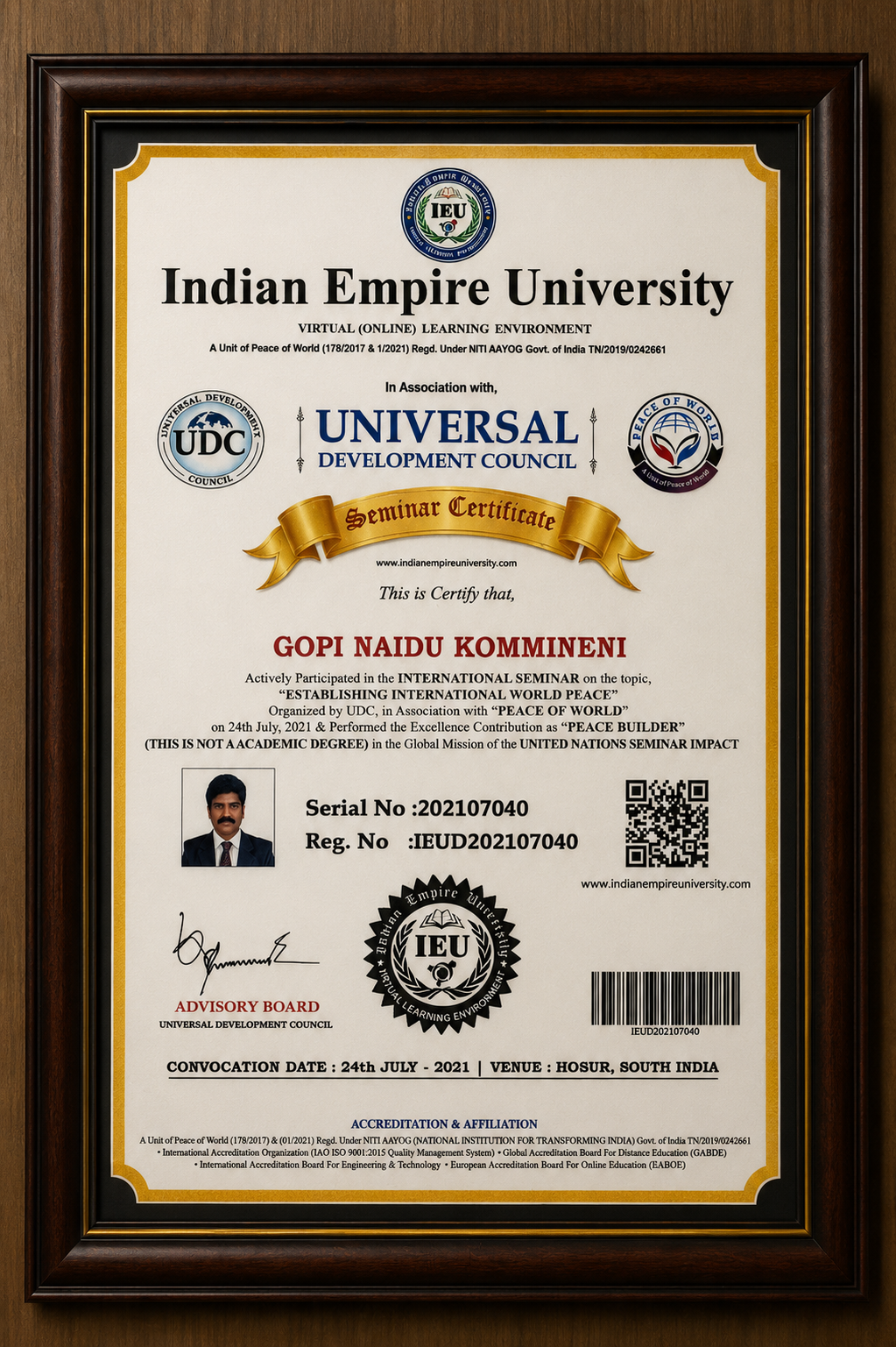 Master Gopi Naidu award ceremony India national recognition 2019