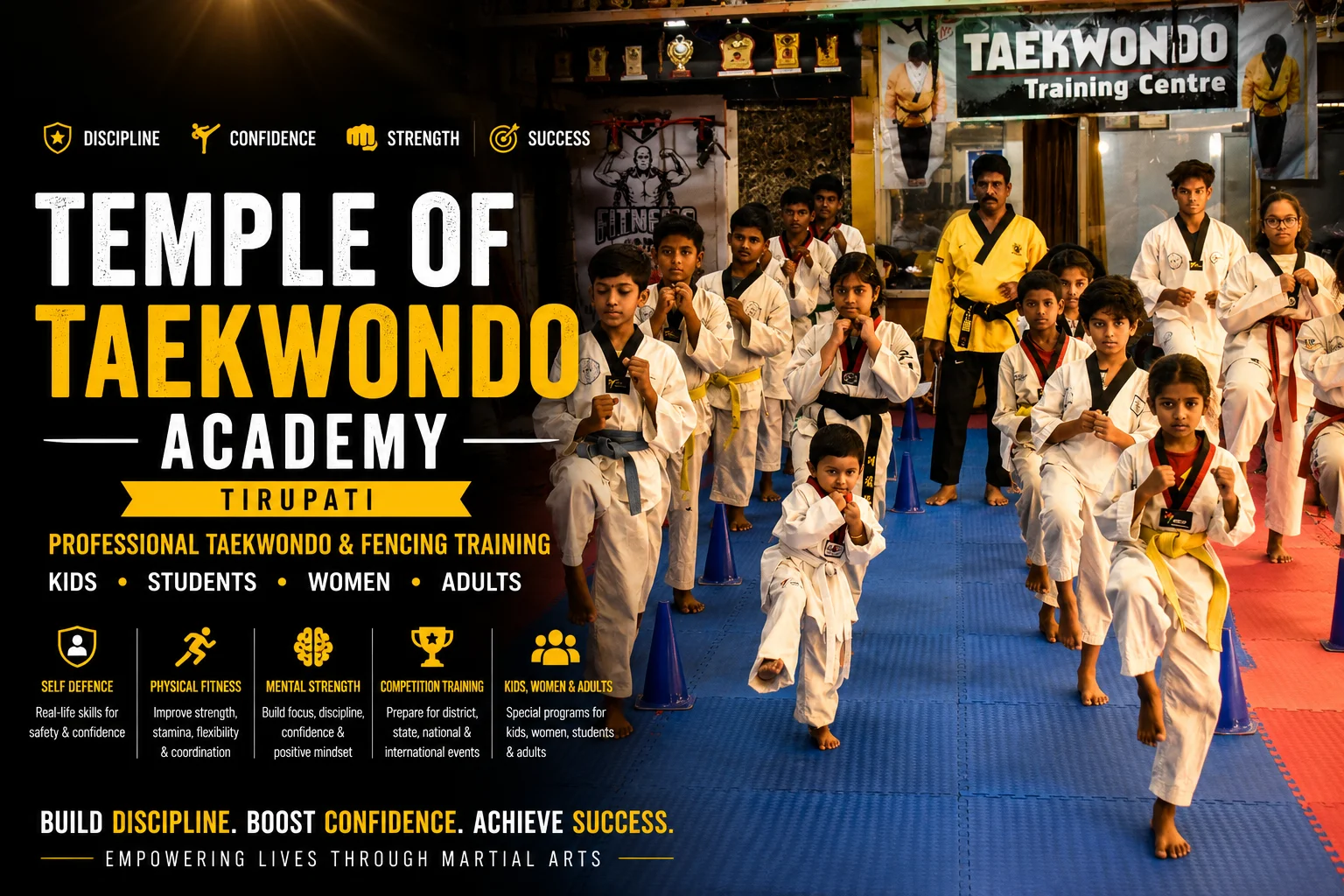 Taekwondo and Fencing training classes at Temple of Academy, Tirupati